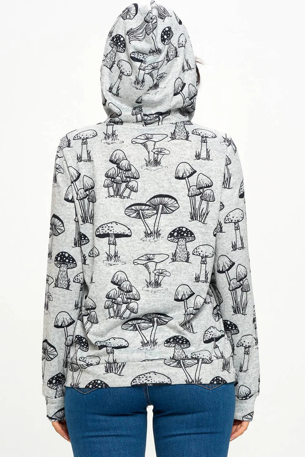 Mushroom print hoodie hotsell